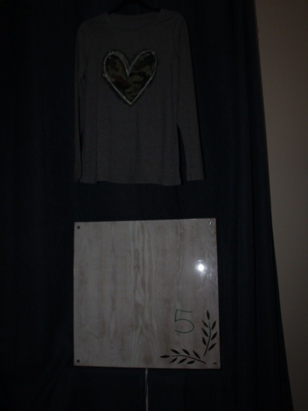 Girls' Gray Heart Pajama Top with Camo Accent